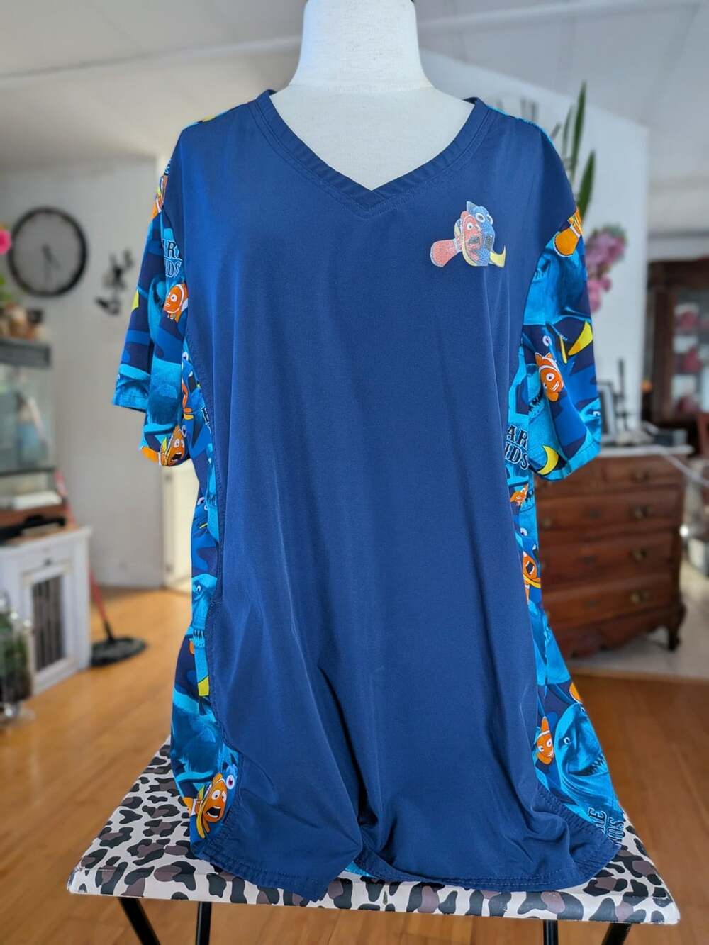 Disney Pixar Finding Nemo Fish Are Friends V-Neck Scrub Top